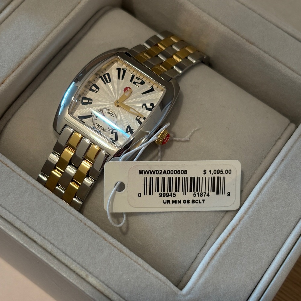 NWT Michele Urban Mini Two-Tone 18K Gold Plated Watch - Picture 11 of 14